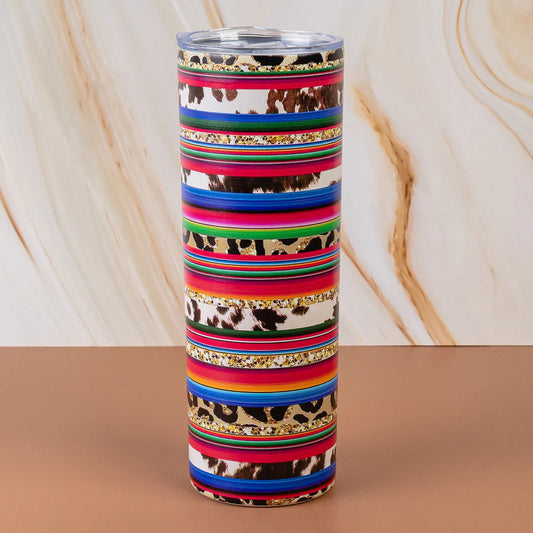 20 ounce Skinny Tumbler with Lid | Serape • Black or Red Buffalo