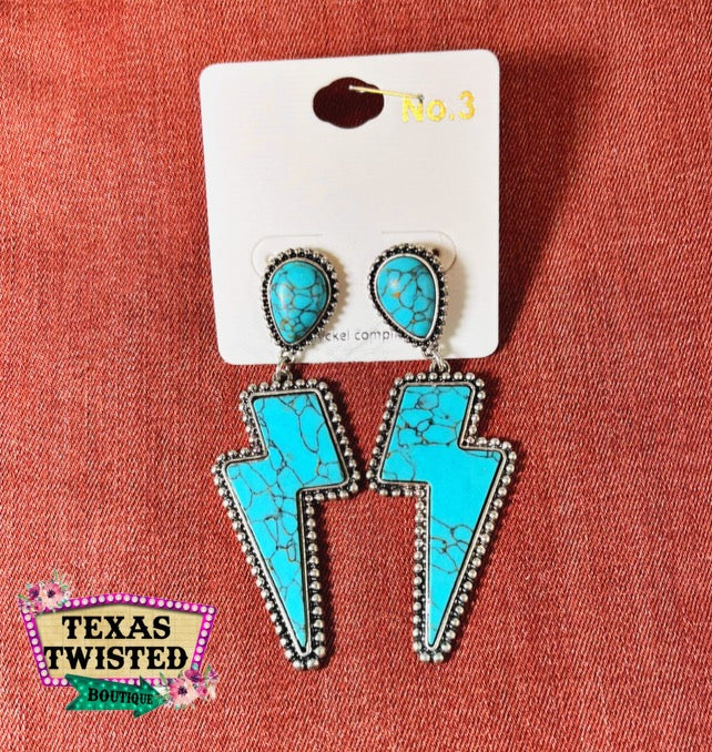 Western Lightning Bolt Punchy Cowgirl Earrings