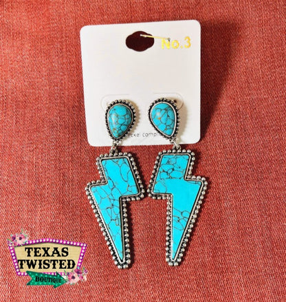 Western Lightning Bolt Punchy Cowgirl Earrings