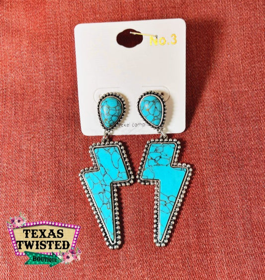 Western Lightning Bolt Punchy Cowgirl Earrings